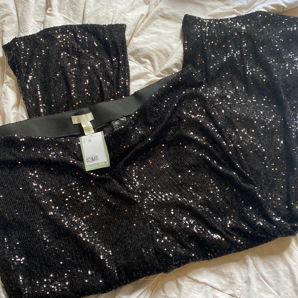 NWT size 3X stretchy sequin pants black